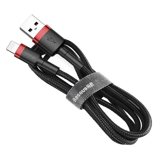 Baseus 3M Cafule 2A USB to Lightning cable - Melns - Apple iPhone / iPad lādēšanas un datu kabelis / vads