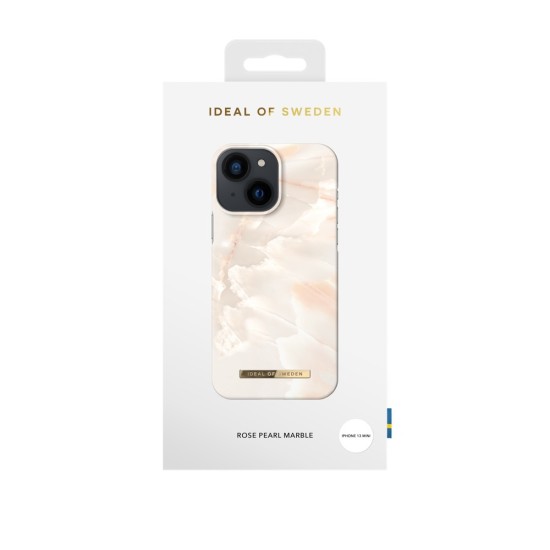 iDeal of Sweden Fashion SS21 Back Case priekš Apple iPhone 13 mini - Rose Pearl Marble - plastikāta aizmugures apvalks ar iebūvētu metālisku plāksni / bampers-vāciņš