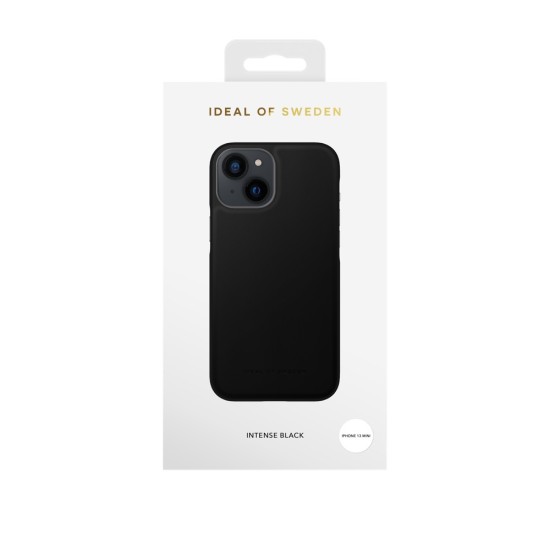 iDeal of Sweden Atelier AW21 Back Case priekš Apple iPhone 13 mini - Intense Black - mākslīgās ādas aizmugures apvalks ar iebūvētu metālisku plāksni / bampers-vāciņš