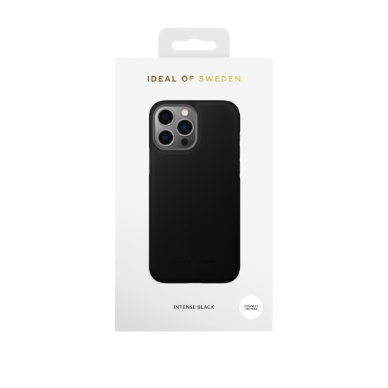 iDeal of Sweden Atelier AW21 Back Case priekš Apple iPhone 13 Pro Max - Intense Black - mākslīgās ādas aizmugures apvalks ar iebūvētu metālisku plāksni / bampers-vāciņš