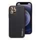 Forcell Leather Back Case priekš Samsung Galaxy A03s A037G - Melns - mākslīgās ādas aizmugures apvalks / bampers-vāciņš