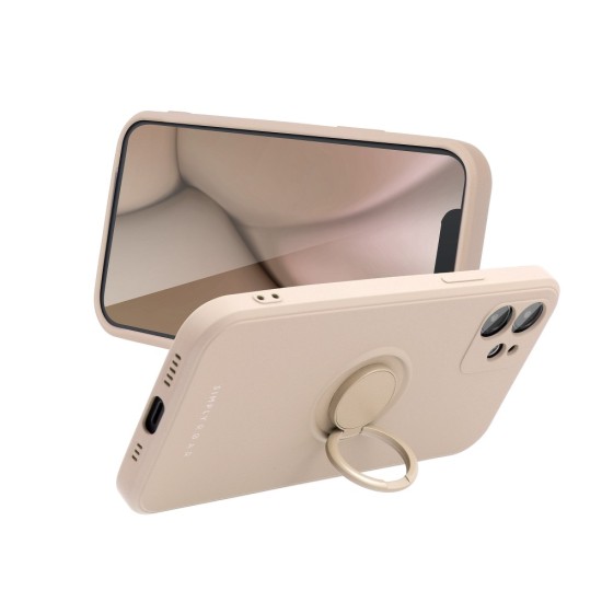 RoarKorea Amber Ring Back Case priekš Apple iPhone 13 - Bēšs - silikona aizmugures apvalks ar gredzenu / bampers-vāciņš