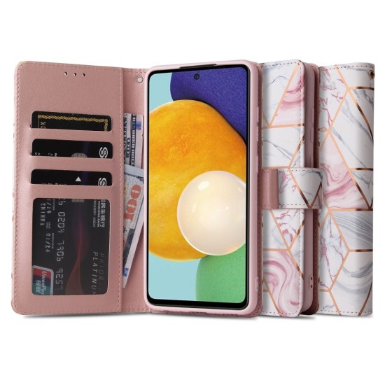 Tech-Protect Wallet Book Case priekš Samsung Galaxy A22 4G A225 - Marmors - sāniski atverams maciņš ar magnētu un stendu / grāmatveida maks