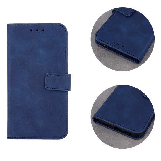 Smart Velvet Book Case priekš Xiaomi Redmi 9A - Tumši Zils - sāniski atverams maciņš ar stendu / grāmatveida maks