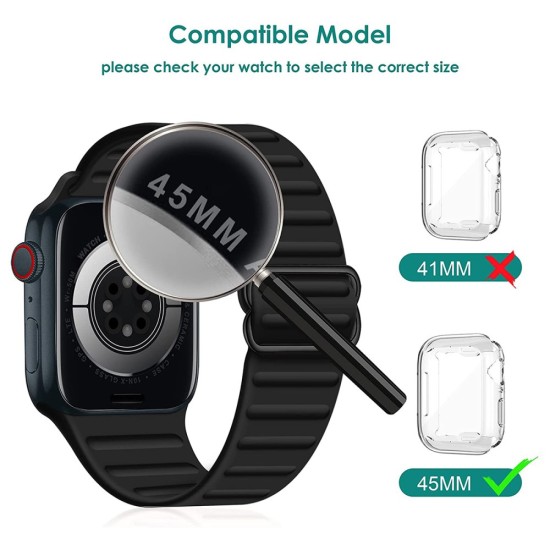 Transparent All-round Soft TPU Protective Cover для Apple Watch 7 / 8 / 9 (45mm) - Прозрачный - силиконовая накладка для умных часов
