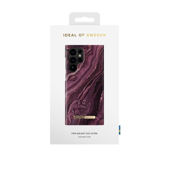 iDeal of Sweden Fashion AW20 Back Case priekš Samsung Galaxy S22 Ultra 5G S908 - Golden Plum - plastikāta aizmugures apvalks ar iebūvētu metālisku plāksni / bampers-vāciņš