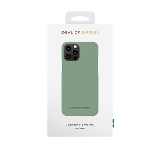 iDeal of Sweden Seamless SS22 Back Case priekš Apple iPhone 12 Pro Max - Sage Green - ciets silikona aizmugures apvalks ar iebūvētu metālisku plāksni / bampers-vāciņš