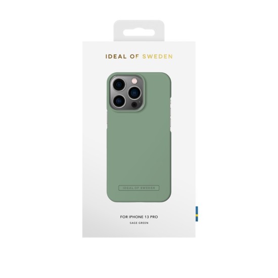 iDeal of Sweden Seamless SS22 Back Case priekš Apple iPhone 13 Pro - Sage Green - ciets silikona aizmugures apvalks ar iebūvētu metālisku plāksni / bampers-vāciņš