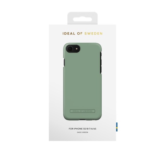 iDeal of Sweden Seamless SS22 Back Case priekš Apple iPhone 7 / 8 / SE2 (2020) / SE3 (2022) - Sage Green - ciets silikona aizmugures apvalks ar iebūvētu metālisku plāksni / bampers-vāciņš