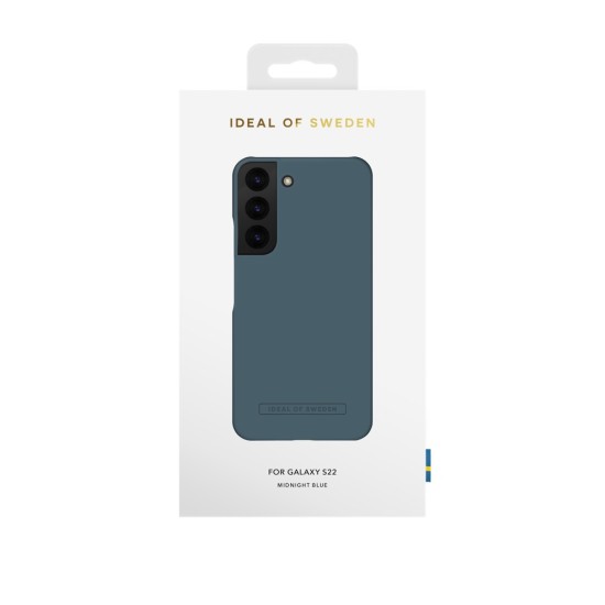 iDeal of Sweden Seamless SS22 Back Case priekš Samsung Galaxy S22 5G S901 - Midnight Blue - ciets silikona aizmugures apvalks ar iebūvētu metālisku plāksni / bampers-vāciņš