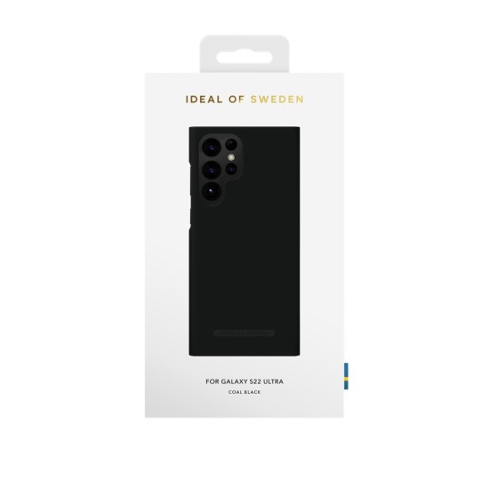 iDeal of Sweden Seamless SS22 Back Case priekš Samsung Galaxy S22 Ultra 5G S908 - Coal Black - ciets silikona aizmugures apvalks ar iebūvētu metālisku plāksni / bampers-vāciņš
