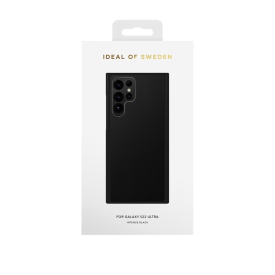 iDeal of Sweden Atelier AW21 Back Case priekš Samsung Galaxy S22 Ultra 5G S908 - Intense Black - mākslīgās ādas aizmugures apvalks ar iebūvētu metālisku plāksni / bampers-vāciņš