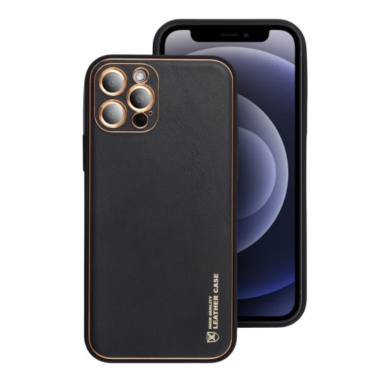 Forcell Leather Back Case priekš Samsung Galaxy A33 5G A336 - Melns - mākslīgās ādas aizmugures apvalks / bampers-vāciņš