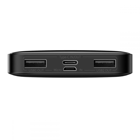 Baseus Bipow 10000mAh with Digital Display 15W PowerBank 2x USB 5V/3A / 1x USB Type-C 5V/3A Ligzda - Melns - Universāla ārējas uzlādes batereja lādētājs-akumulators (Power Bank)