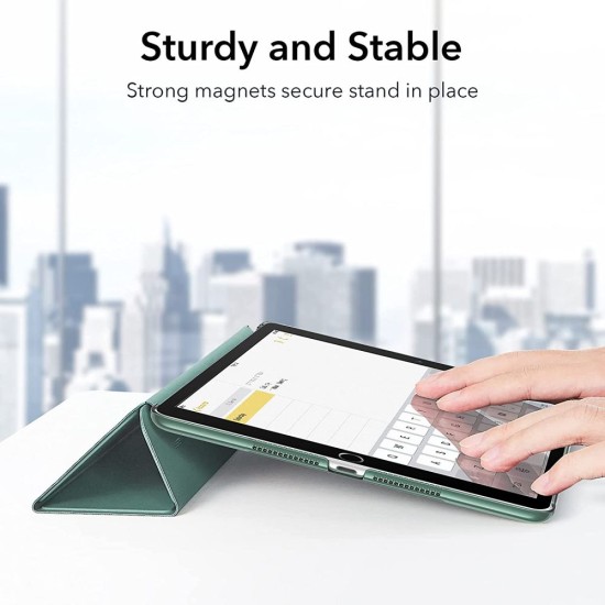 ESR Ascend Tri-fold Book Case priekš Apple iPad 10.2 (2019 / 2020 / 2021) - Tumši Zaļš - sāniski atverams maciņš ar stendu