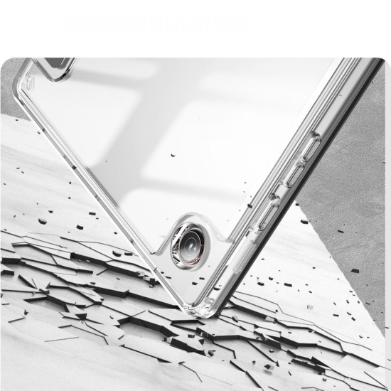 Infiland Rugged Crystal Book Case priekš Samsung Galaxy Tab A8 10.5 X200 / X205 - Tumši Pelēks - sāniski atverams maciņš ar magnētu un stendu