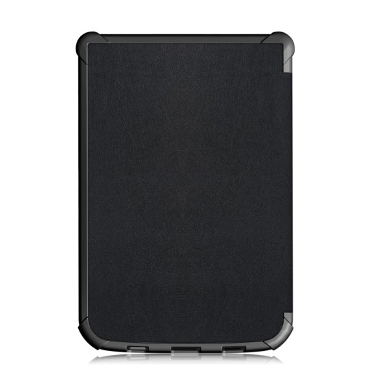 PocketBook Solid Color Case priekš Basic 4 (606) / Lux 2 (616) / Touch Lux 4 / 5 (627, 628) / Touch HD3 (632) / Color (633) - Melns - mākslīgās ādas sāniski atverams maks / maciņš