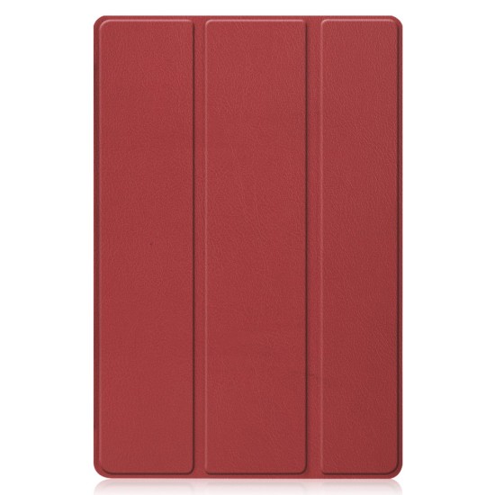 Tri-fold Stand PU Smart Auto Wake/Sleep Leather Case priekš Huawei MatePad 11 - Bordo - sāniski atverams maciņš ar stendu