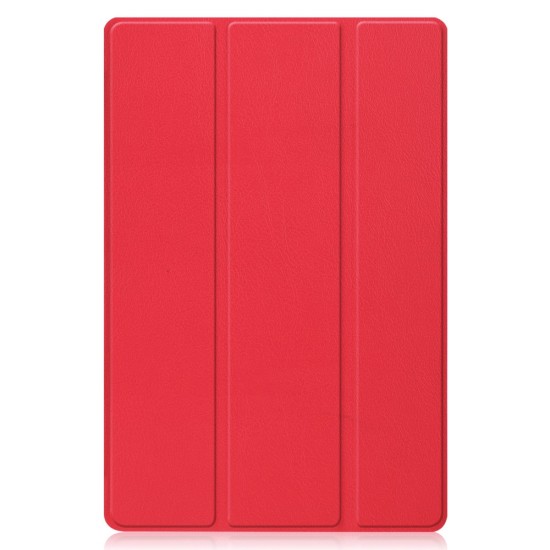 Tri-fold Stand PU Smart Auto Wake/Sleep Leather Case priekš Huawei MatePad 11 - Sarkans - sāniski atverams maciņš ar stendu