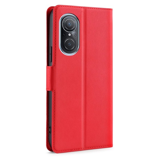 Ultra-thin PU Leather Magnetic Closure Phone Case priekš Huawei Nova 9 SE - Sarkans - sāniski atverams maciņš ar magnētu un stendu / grāmatveida maks