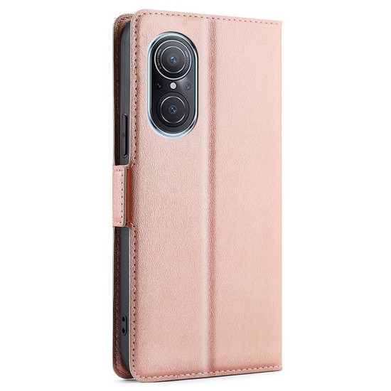 Ultra-thin PU Leather Magnetic Closure Phone Case priekš Huawei Nova 9 SE - Rozā Zelts - sāniski atverams maciņš ar magnētu un stendu / grāmatveida maks
