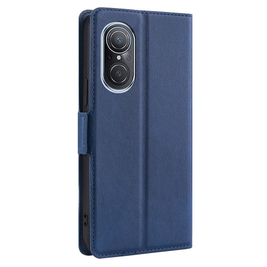 Ultra-thin PU Leather Magnetic Closure Phone Case priekš Huawei Nova 9 SE - Tumši ZIls - sāniski atverams maciņš ar magnētu un stendu / grāmatveida maks