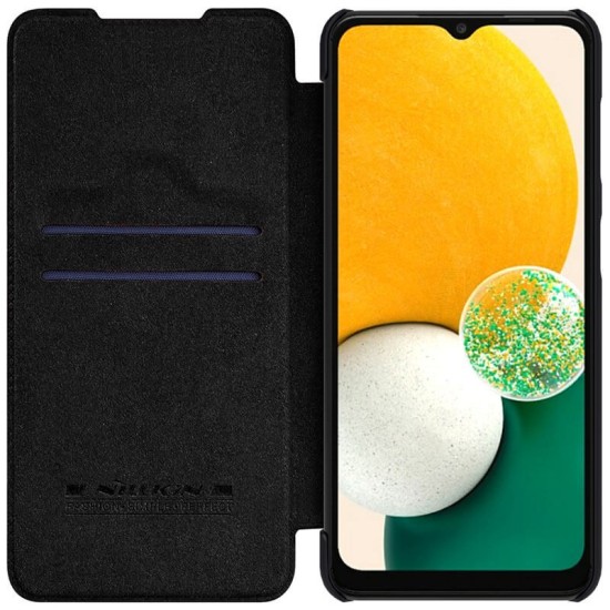 NILLKIN Qin Series Card Holder Leather Flip Case priekš Samsung Galaxy A13 5G A136 / A04s A047F - Melns - sāniski atverams maciņš