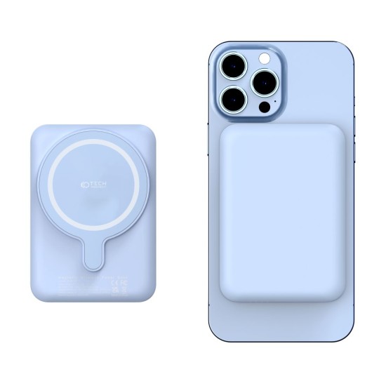 Tech-Protect PB10 5000mAh Lifemag Power Bank priekš Apple iPhone ar MagSafe USB Type-C / Lightning 5V/3A - Gaiši Zils - Universāla ārējas uzlādes batereja lādētājs-akumulators