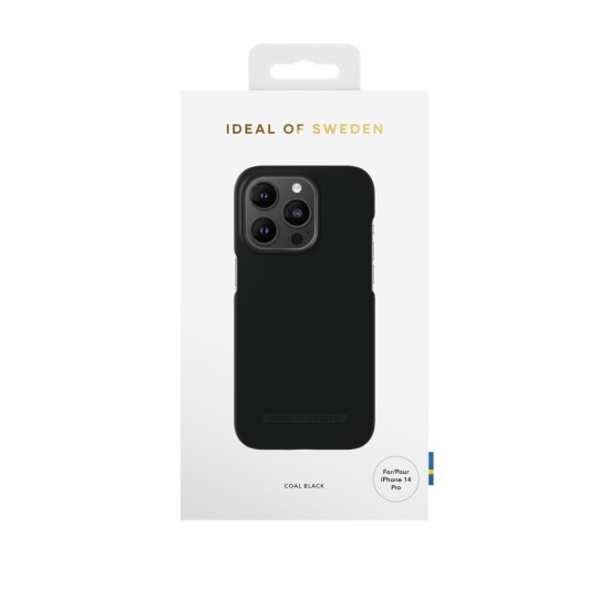 iDeal of Sweden Seamless SS22 Back Case priekš Apple iPhone 14 Pro - Coal Black - ciets silikona aizmugures apvalks ar iebūvētu metālisku plāksni / bampers-vāciņš