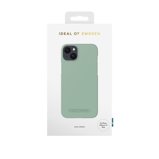 iDeal of Sweden Seamless SS22 Back Case priekš Apple iPhone 14 Plus - Sage Green - ciets silikona aizmugures apvalks ar iebūvētu metālisku plāksni / bampers-vāciņš