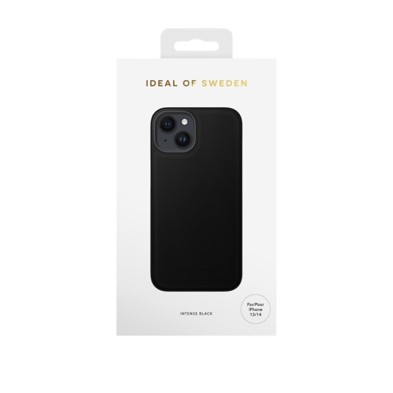 iDeal of Sweden Atelier AW21 Back Case priekš Apple iPhone 14 - Intense Black - mākslīgās ādas aizmugures apvalks ar iebūvētu metālisku plāksni / bampers-vāciņš