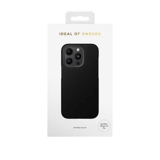 iDeal of Sweden Atelier AW21 Back Case priekš Apple iPhone 14 Pro - Intense Black - mākslīgās ādas aizmugures apvalks ar iebūvētu metālisku plāksni / bampers-vāciņš
