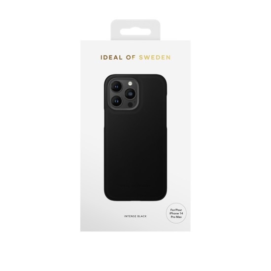 iDeal of Sweden Atelier AW21 Back Case priekš Apple iPhone 14 Pro Max - Intense Black - mākslīgās ādas aizmugures apvalks ar iebūvētu metālisku plāksni / bampers-vāciņš
