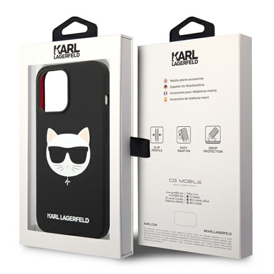Karl Lagerfeld Silicone Choupette MagSafe series Back Case KLHMP14LSLCHBK priekš Apple iPhone 14 Pro - Melns - silikona aizmugures apvalks / bampers-vāciņš