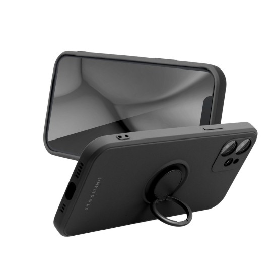 RoarKorea Amber Ring Back Case priekš Apple iPhone 14 Pro - Melns - silikona aizmugures apvalks ar gredzenu / bampers-vāciņš