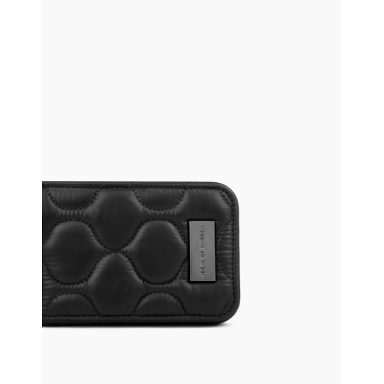 iDeal of Sweden Atelier AG22 Back Case priekš Apple iPhone 13 - Puffy Black - mākslīgās ādas aizmugures apvalks ar turētāju / bampers-vāciņš