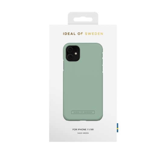 iDeal of Sweden Seamless SS22 Back Case priekš Apple iPhone 11 - Sage Green - ciets silikona aizmugures apvalks ar iebūvētu metālisku plāksni / bampers-vāciņš