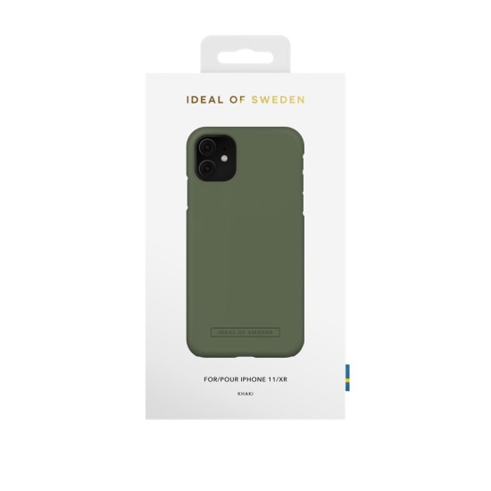 iDeal of Sweden Seamless AG22 Back Case priekš Apple iPhone 11 - Khaki - ciets silikona aizmugures apvalks ar iebūvētu metālisku plāksni / bampers-vāciņš