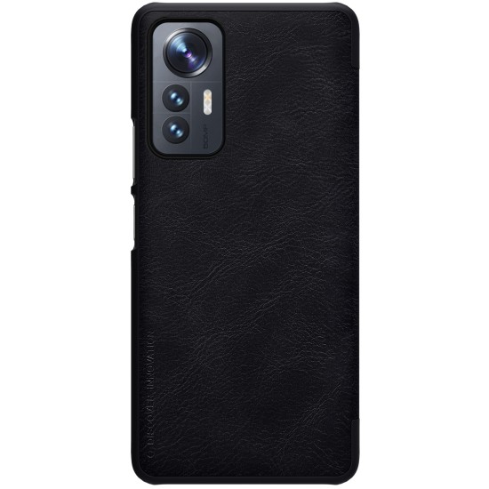 NILLKIN Qin Series Card Holder Leather Flip Case priekš Xiaomi 12 Lite - Melns - sāniski atverams maciņš (ādas maks, grāmatiņa, leather book wallet case cover)