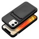 Forcell Card Back Case priekš Apple iPhone 12 / 12 Pro - Melns - silikona aizmugures apvalks ar kabatiņu / bampers-vāciņš