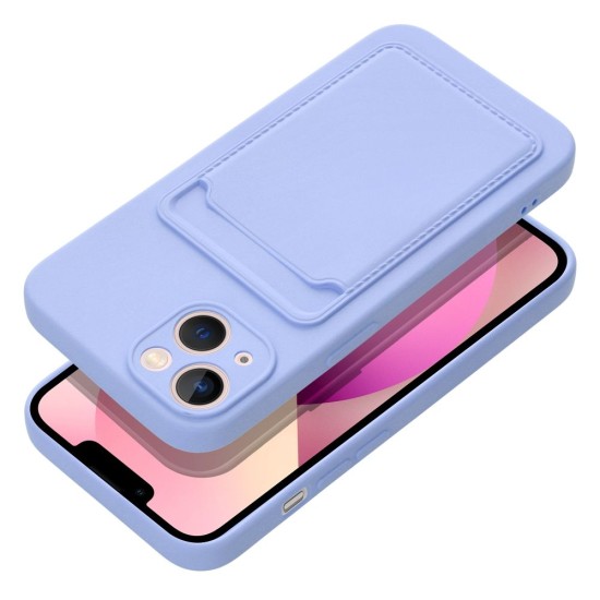 Forcell Card Back Case priekš Apple iPhone 13 - Violets - silikona aizmugures apvalks ar kabatiņu / bampers-vāciņš