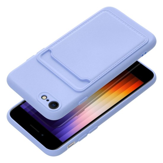 Forcell Card Back Case priekš Apple iPhone 7 / 8 / SE2 (2020) / SE3 (2022) - Violets - silikona aizmugures apvalks ar kabatiņu / bampers-vāciņš