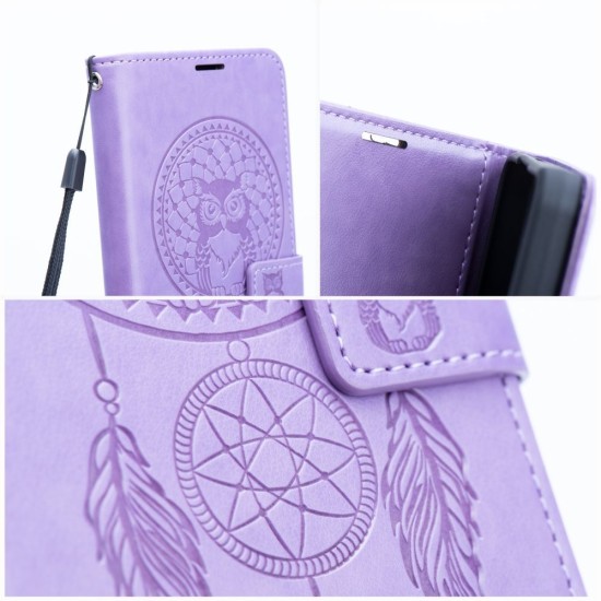 Forcell Mezzo Book Case priekš Samsung Galaxy A12 A125 - Violets / Sapņu Ķērājs - sāniski atverams maciņš ar stendu un auklu / grāmatveida maks