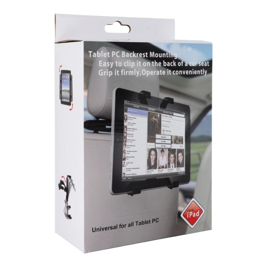 Universal Tablet Holder 7-11 inch for Car Headset - Melns - Universāls planšetdatoru turētājs galvas balstam automašīnā