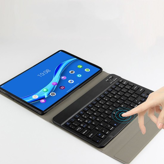 Tech-Protect Smart Case with Keyboard priekš Lenovo Tab M10 HD X306 - Melns - sāniski atverams maciņš ar stendu un klaviatūru