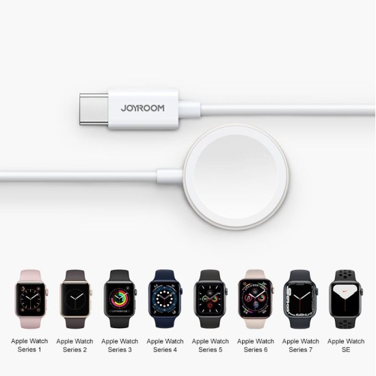 Joyroom S-IW004 Magnetic USB-C Charging Cable priekš Apple Watch - Balts - magnētisks bezvadu USB Type-C lādētājs paliktnis