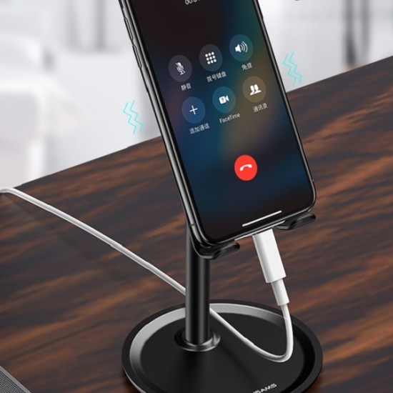 Usams US-ZJ048 Universal Dekstop Stand Holder for Phone and Tablet 7.9 inch - Melns - Universāls galda stends / turētājs telefonam