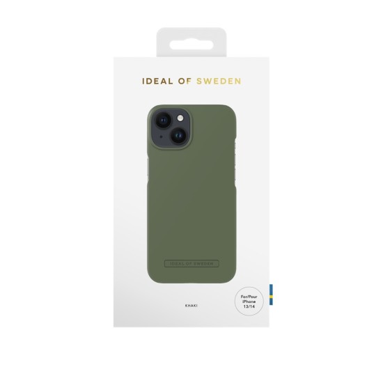 iDeal of Sweden Seamless AG22 Back Case priekš Apple iPhone 14 - Khaki - ciets silikona aizmugures apvalks ar iebūvētu metālisku plāksni / bampers-vāciņš