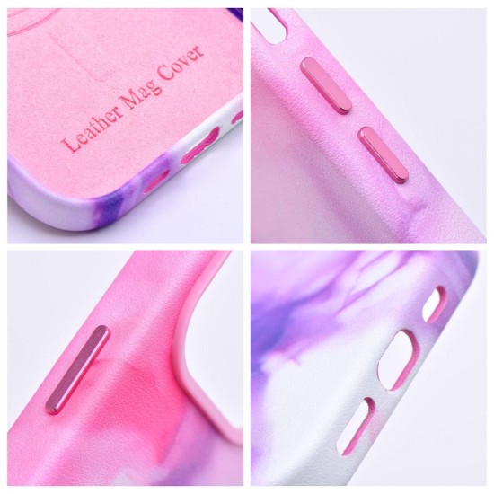 Leather MagSafe Back Case priekš Apple iPhone 13 Pro Max - Violets - mākslīgās ādas aizmugures apvalks / bampers-vāciņš