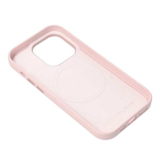 Leather MagSafe Back Case для Apple iPhone 13 Pro - Светло Розовый - чехол-накладка из искусственной кожи / бампер-крышка